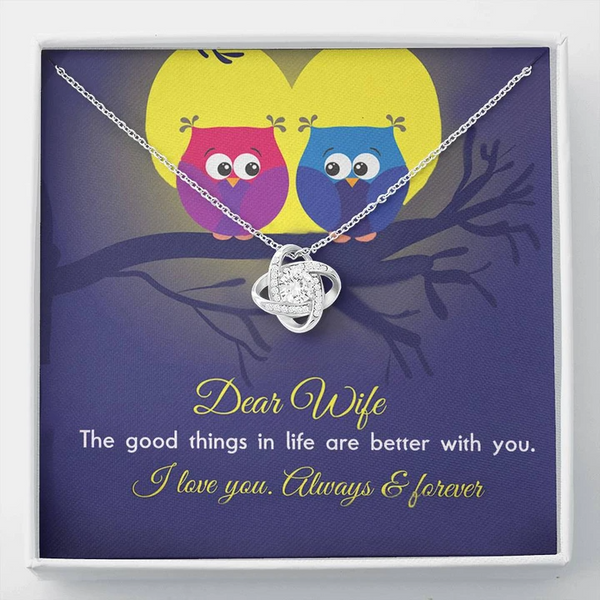 Dear Wife - I Love You - 92.5 Sterling Silver Love Knot Pendant