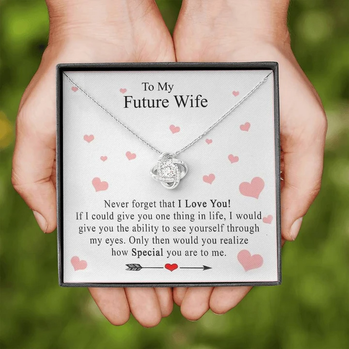 Handmade Stainless Steel 'To My Future Wife' Love Necklace - Herringbone Pendant, 20 Inch, Engagement Gift