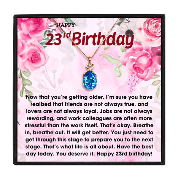 23rd Birthday Gift For Her - Pure Silver Necklace Gift Set