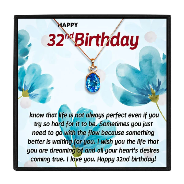 32nd Birthday Gift For Her - Pure Silver Necklace Gift Set