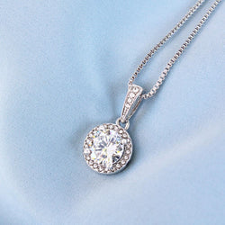 Solitaire Single Stone Pure Silver Necklace
