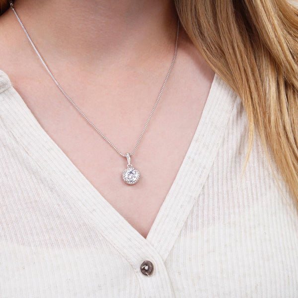 Solitaire Single Stone Pure Silver Necklace